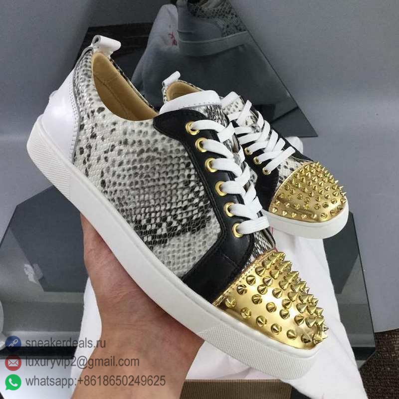 CHRISTIAN LOUBOUTIN UNISEX LOW SNEAKERS GREY GOLD SNAKE D8010360